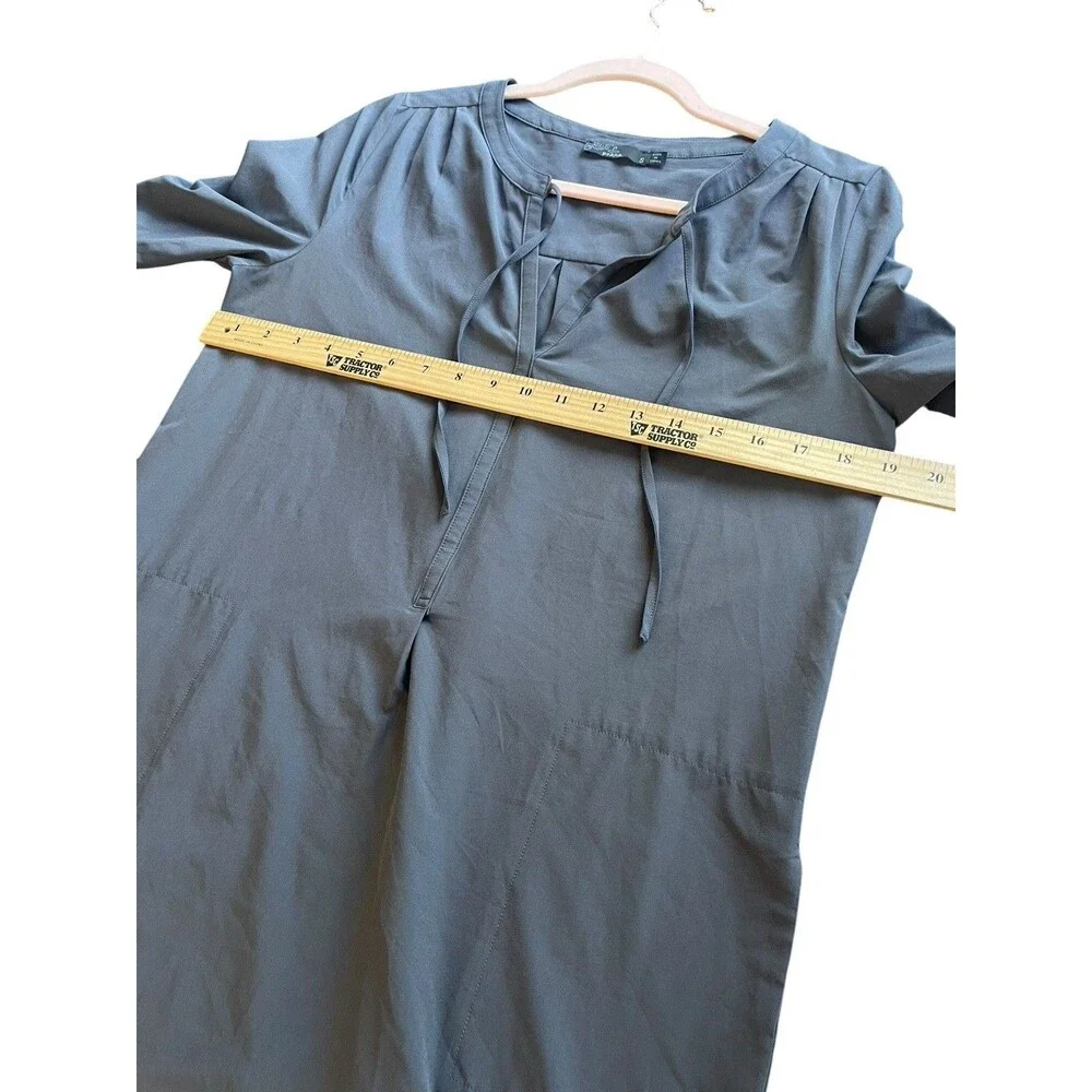 Prana Natassa Dress Women's Sz S Gray Charcoal Roll Tab Sleeve Shift